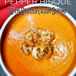 Roasted Red Pepper Bisque With Cajun Shrimp